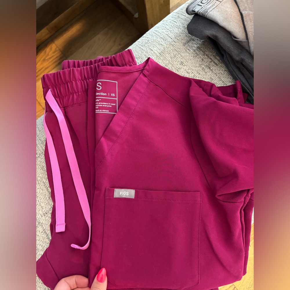 Figs Red Track Pants Comfortable Joggers